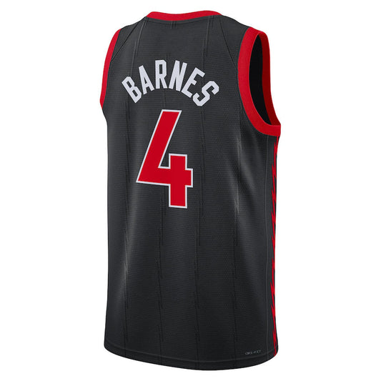 T.Raptors #4 Scottie Barnes Jordan Brand 2022-23 Replica Swingman Jersey Black Statement Edition Stitched American Basketball Jersey UNEC