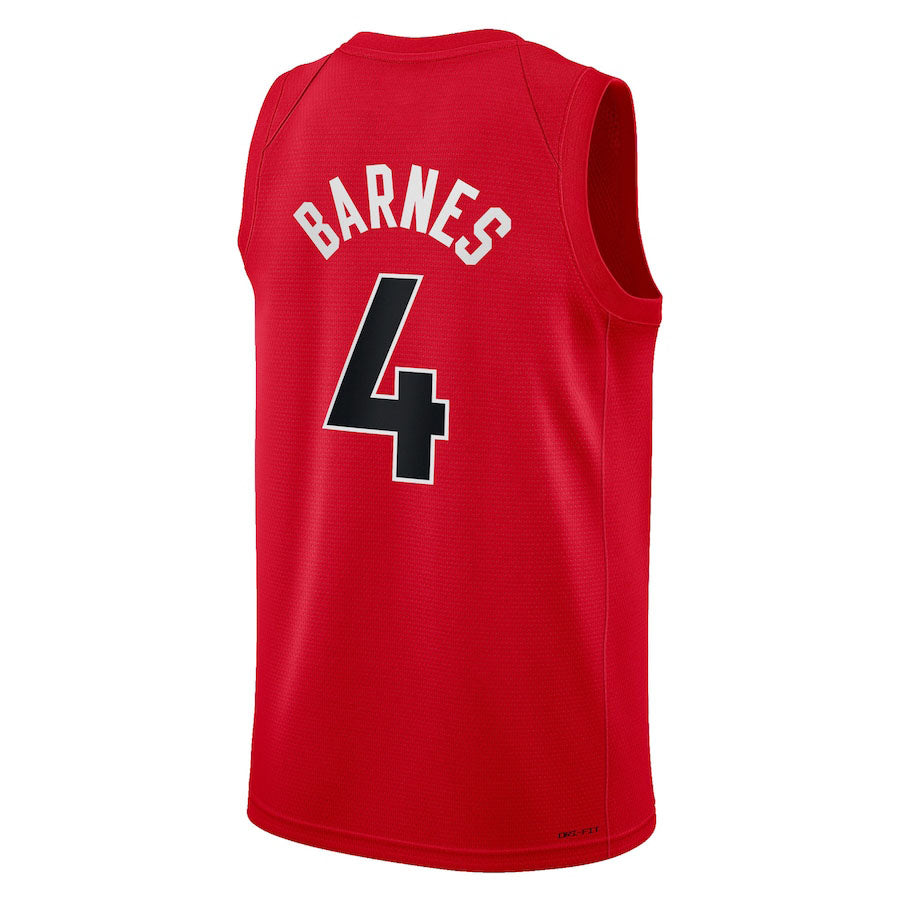T.Raptors #4 Scottie Barnes Swingman Jersey Red Icon Edition Stitched American Basketball Jersey UNEC