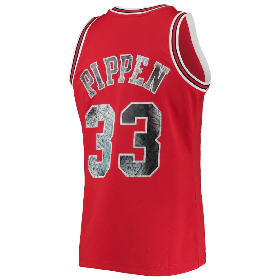C.Bulls #33 Scottie Pippen Mitchell & Ness 1996-97 Hardwood Classics 75th Anniversary Diamond Swingman Jersey Red Stitched American Basketball Jersey UNEC