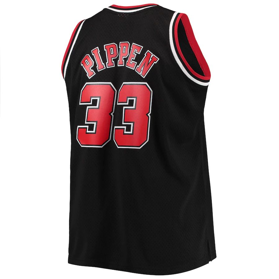 C.Bulls #33 Scottie Pippen Mitchell & Ness Big & Tall Hardwood Classics Swingman Jersey Black Stitched American Basketball Jersey UNEC