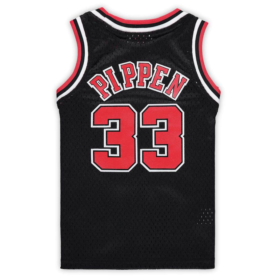 C.Bulls #33 Scottie Pippen Mitchell & Ness Preschool 1997-1998 Hardwood Classics Throwback Team Jersey Black Stitched American Basketball Jersey UNEC