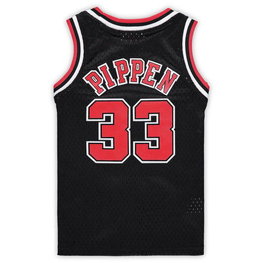 C.Bulls #33 Scottie Pippen Mitchell & Ness Preschool 1997-1998 Hardwood Classics Throwback Team Jersey Black Stitched American Basketball Jersey UNEC