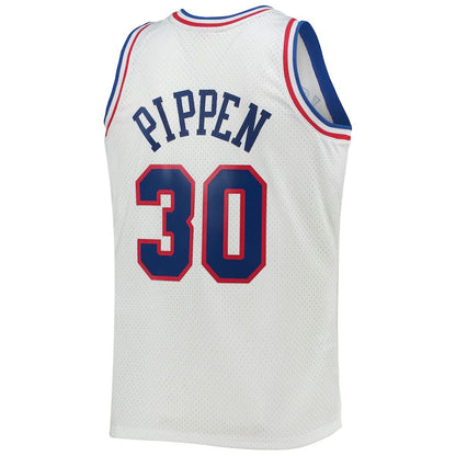 E.Conference #30 Scottie Pippen Mitchell & Ness Hardwood Classics 1992 All-Star Game Swingman Jersey White Stitched American Basketball Jersey UNEC