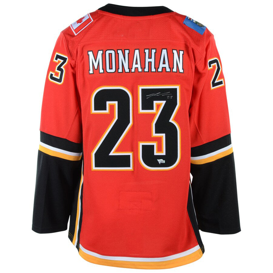 C.Flames #23 Sean Monahan Fanatics Authentic Autographed Alternate Jersey Red Stitched American Hockey Jersey UNEC
