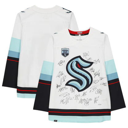 S.Kraken Fanatics Authentic Multi-Signed with Inaugural Season Jersey Patch with Multiple Signatures Limited Edition of 50 White Stitched American Hockey Jersey UNEC