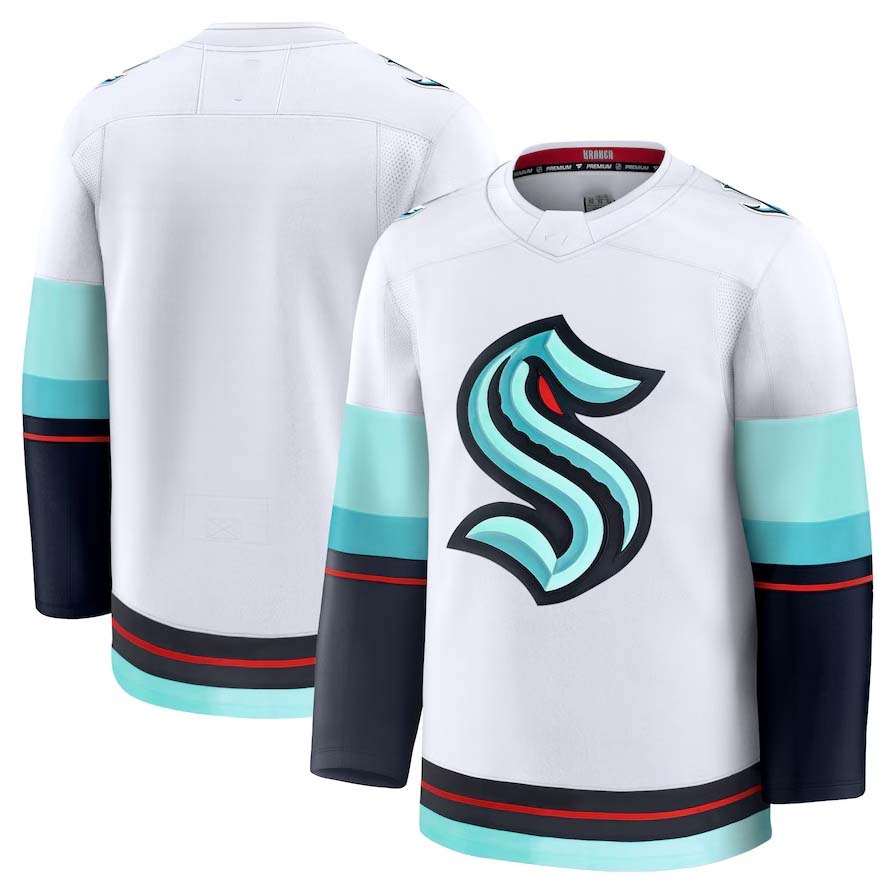S.Kraken Fanatics Away Premium Jersey - White Stitched American Hockey Jersey UNEC