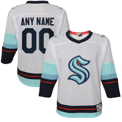 Custom S.Kraken Away Replica White Stitched American Hockey Jersey UNEC