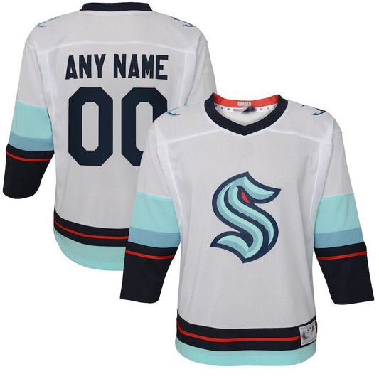 Custom S.Kraken Away Replica White Stitched American Hockey Jersey UNEC