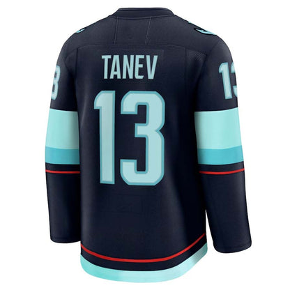S.Kraken #13 Brandon Tanev Fanatics Home Premium Jersey - Deep Sea Blue Stitched American Hockey Jersey UNEC