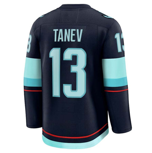 S.Kraken #13 Brandon Tanev Fanatics Home Premium Jersey - Deep Sea Blue Stitched American Hockey Jersey UNEC