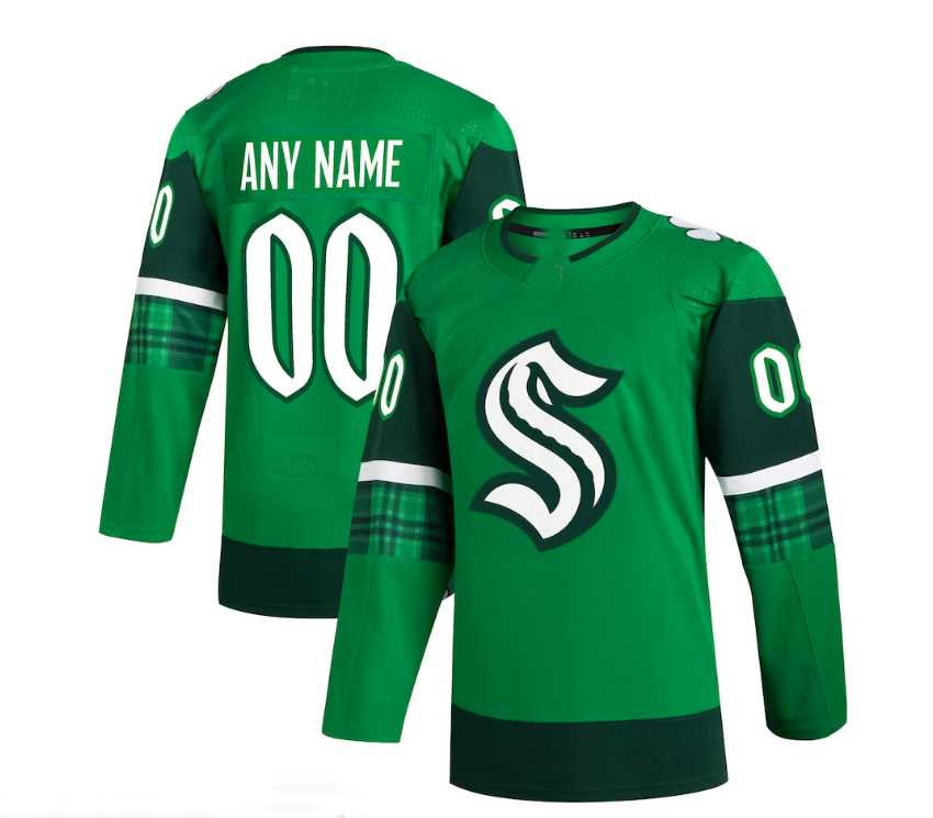 Custom S.Kraken 2023 St. Patrick's Day Primegreen Authentic Jersey - Kelly Green Stitched American Hockey Jersey UNEC