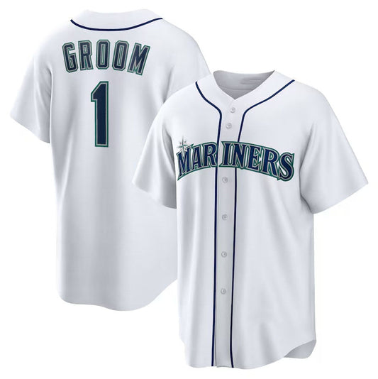 Seattle Mariners #1 Groom Home Replica Jersey - White Stitched Baseball Jersey