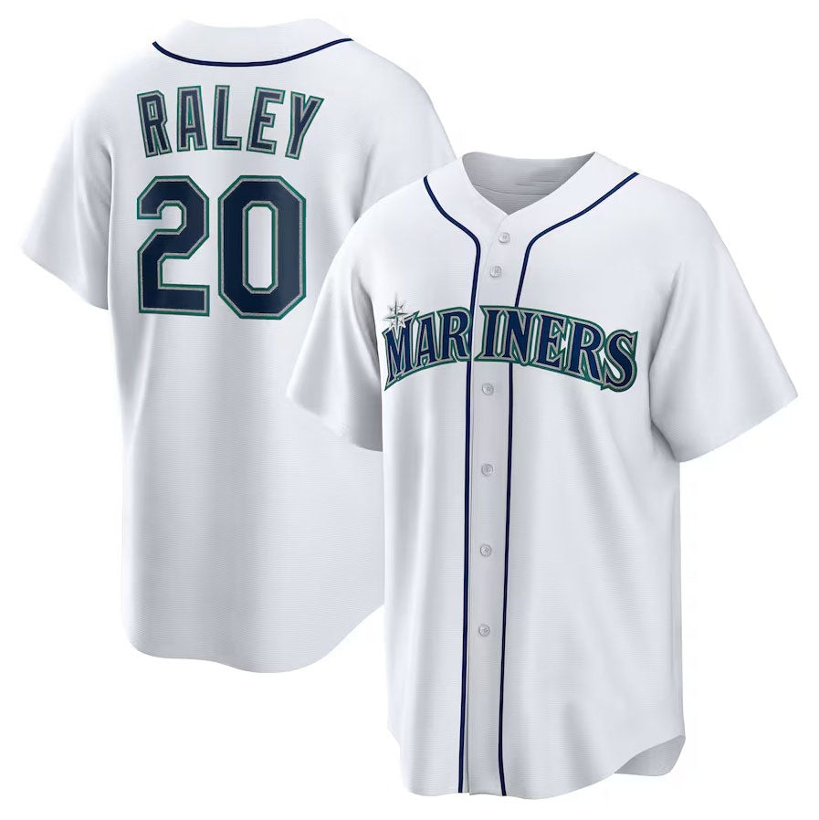 Seattle Mariners #20 Luke Raley Home Replica Jersey - White Stitched Baseball Jersey