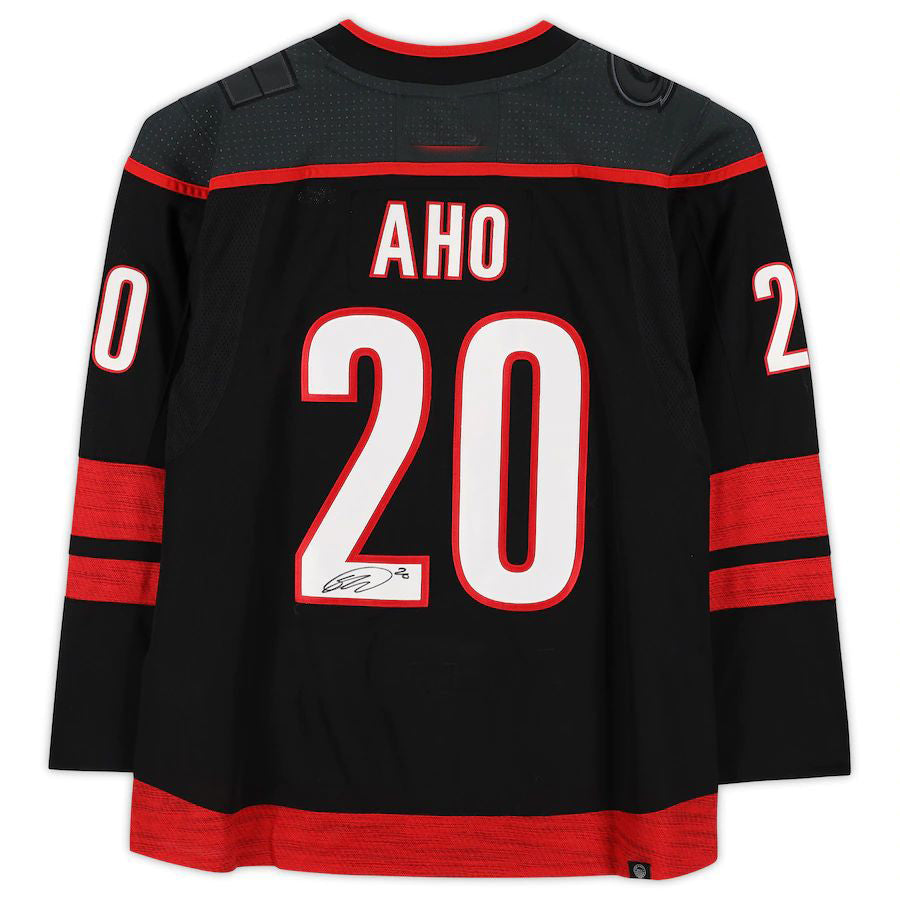 C.Hurricanes #20 Sebastian Aho Fanatics Authentic Autographed Black Alternate Jersey Black Stitched American Hockey Jersey UNEC