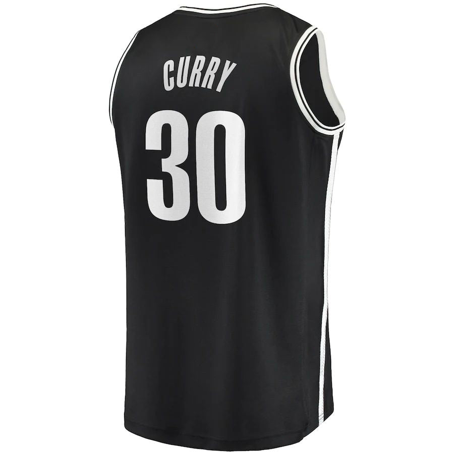 B.Nets #30 Seth Curry Fanatics Branded 2022-23 Fast Break Replica Jersey Black Icon Edition Stitched American Basketball Jersey UNEC