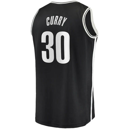 B.Nets #30 Seth Curry Fanatics Branded 2022-23 Fast Break Replica Jersey Black Icon Edition Stitched American Basketball Jersey UNEC