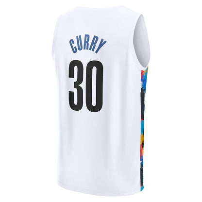 B.Nets #30 Seth Curry Fanatics Branded 2022-23 Fastbreak Jersey City Edition White Stitched American Basketball Jersey UNEC