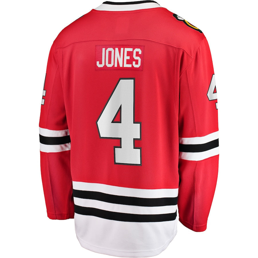 C.Blackhawks #4 Seth Jones Fanatics Fanatics Branded Home Breakaway Player Jersey  Red Stitched American Hockey Jersey UNEC