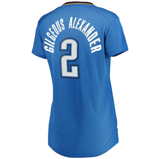 OC.Thunder #2 Shai Gilgeous-Alexander Fanatics Branded Women's Fast Break Player Jersey Blue Icon Edition Stitched American Basketball Jersey UNEC