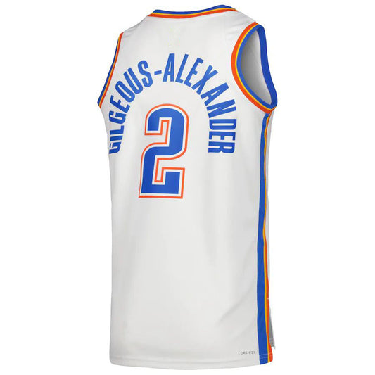 OC.Thunder #2 Shai Gilgeous-Alexander Unisex 2022-23 Swingman Jersey White Association Edition American Basketball Jersey UNEC