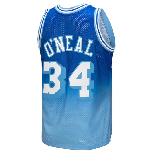 LA.Lakers #34 Shaquille O'Neal Mitchell & Ness 1996-97 Hardwood Classics Fadeaway Swingman Player Jersey  Light Blue Stitched American Basketball Jersey UNEC