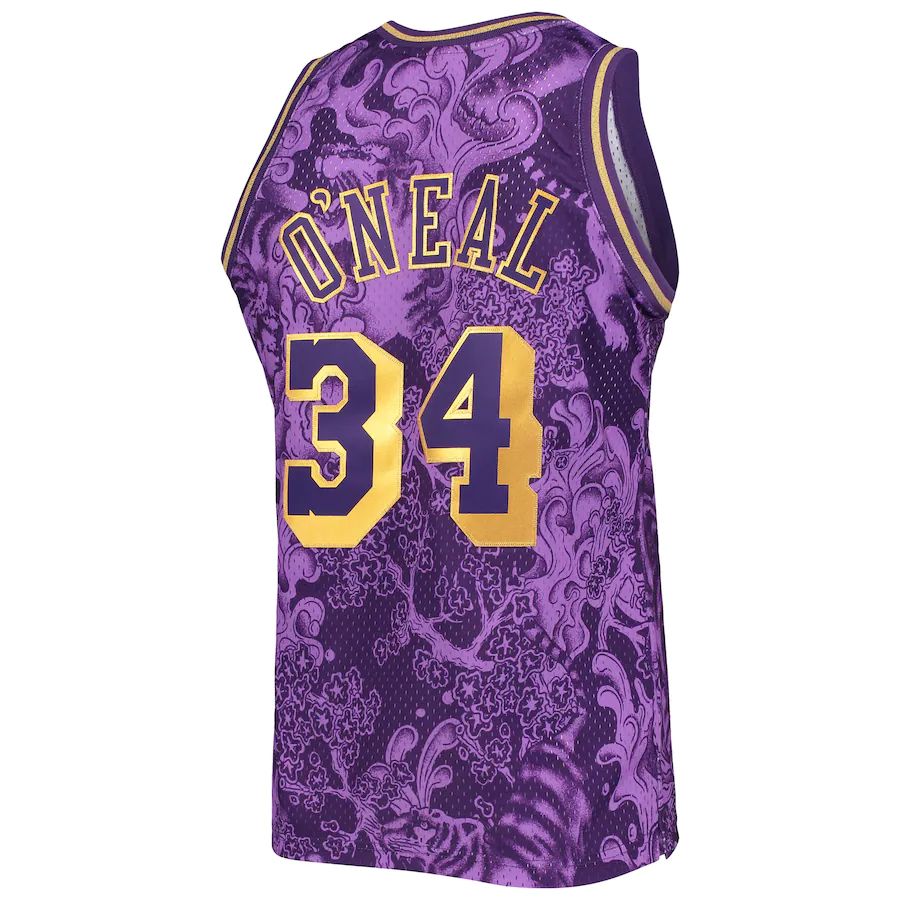 LA.Lakers #34 Shaquille O'Neal Mitchell & Ness Hardwood Classics 1996-97 Lunar New Year Swingman Jersey Purple Stitched American Basketball Jersey UNEC