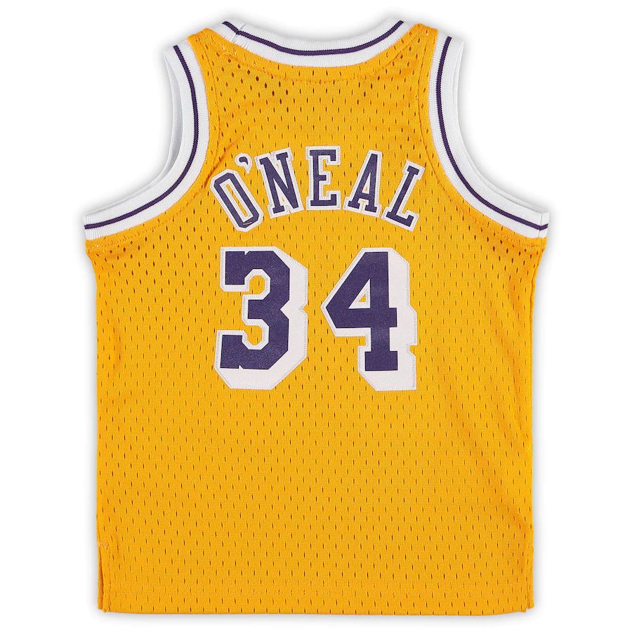 LA.Lakers #34 Shaquille O'Neal Mitchell & Ness Infant Retired Player Jersey Gold Stitched American Basketball Jersey UNEC