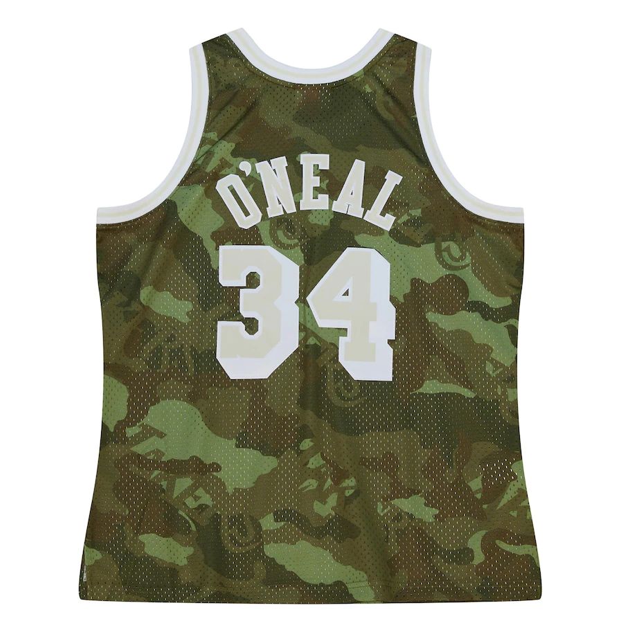 LA.Lakers #34 Shaquille O'Neal Mitchell & Ness Unisex Hardwood Classics 1996-97 Ghost Green Swingman Jersey Camo Stitched American Basketball Jersey UNEC