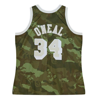 LA.Lakers #34 Shaquille O'Neal Mitchell & Ness Unisex Hardwood Classics 1996-97 Ghost Green Swingman Jersey Camo Stitched American Basketball Jersey UNEC