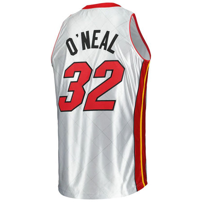 M.Heat #32 Shaquille O'Neal Mitchell & Ness 2005-06 Hardwood Classics 75th Anniversary Swingman Jersey  Platinum Stitched American Basketball Jersey UNEC