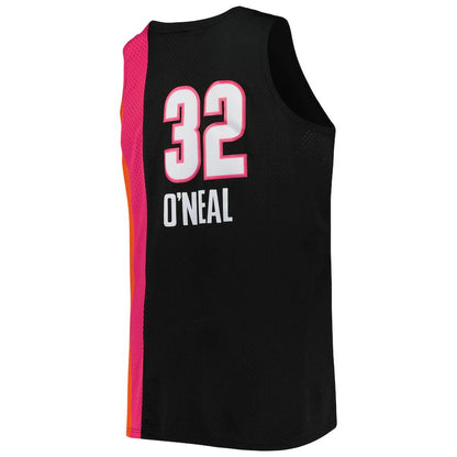 M.Heat #32 Shaquille O'Neal Mitchell & Ness Big & Tall Hardwood Classics 2005-06 Swingman Jersey Black Stitched American Basketball Jersey UNEC