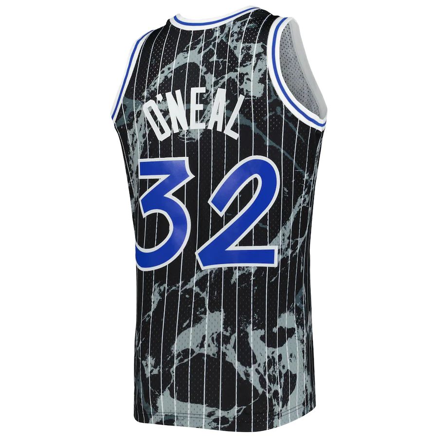 O.Magic #32 Shaquille O'Neal Mitchell & Ness 1994-95 Hardwood Classics Marble Swingman Jersey Black Stitched American Basketball Jersey UNEC
