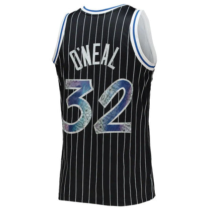 O.Magic #32 Shaquille O'Neal Mitchell & Ness 1996-97 Hardwood Classics 75th Anniversary Diamond Swingman Jersey Black Stitched American Basketball Jersey UNEC