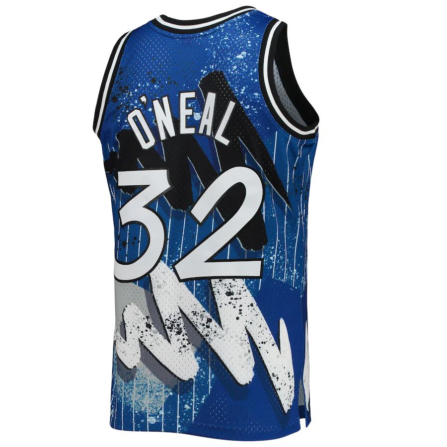 O.Magic #32 Shaquille O'Neal Mitchell & Ness Hardwood Classics 1994-95 Hyper Hoops Swingman Jersey Blue Stitched American Basketball Jersey UNEC