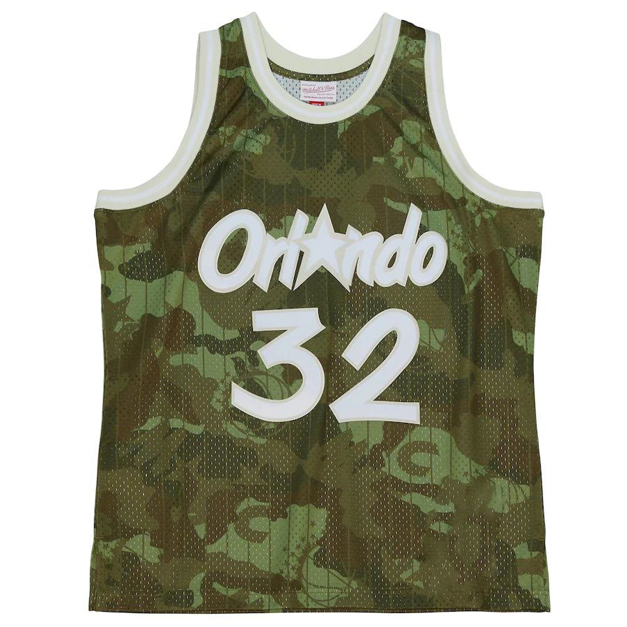 O.Magic #32 Shaquille O'Neal Mitchell & Ness Unisex Hardwood Classics 1994-95 Ghost Green Swingman Jersey Camo Stitched American Basketball Jersey UNEC