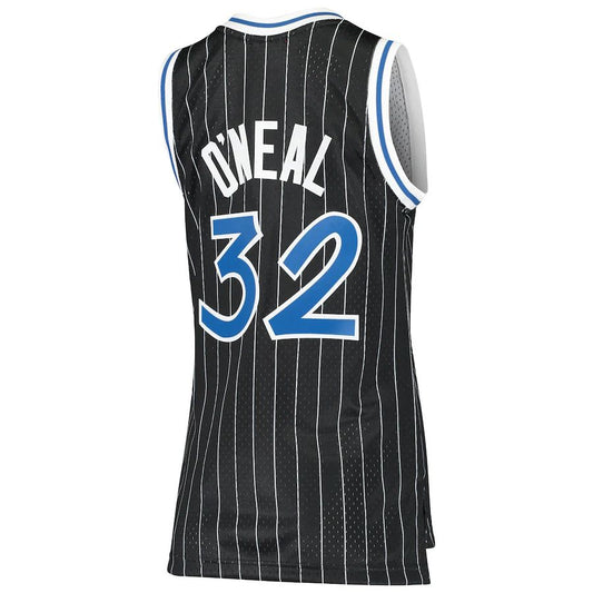O.Magic #32 Shaquille O'Neal Mitchell & Ness Women's 1995-96 Hardwood Classics Swingman Jersey Black Stitched American Basketball Jersey UNEC