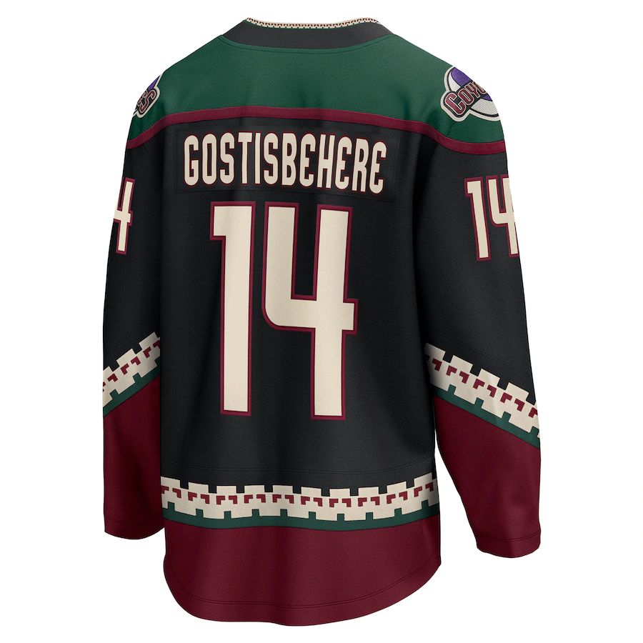 A.Coyotes #14 Shayne Gostisbehere Fanatics Branded Home Breakaway Player Jersey Black Stitched American Hockey Jersey UNEC