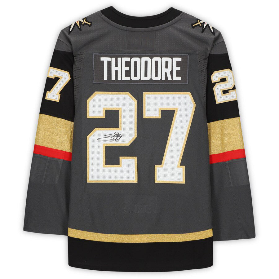 V.Golden Knights #27 Shea Theodore Fanatics Authentic Autographed Authentic Jersey Gray Hockey Jersey UNEC