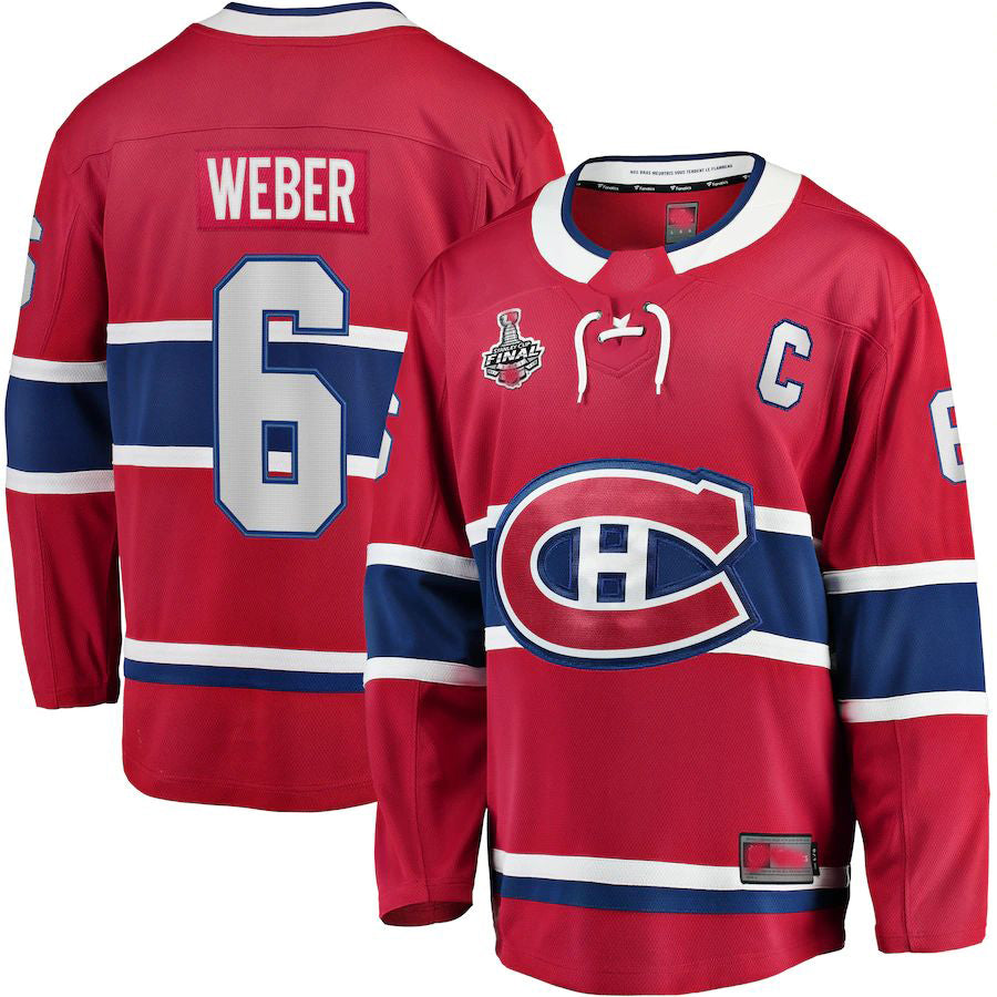 M.Canadiens #6 Shea Weber Fanatics Branded Home 2021 Stanley Cup Final Bound Breakaway Jersey Red Stitched American Hockey Jersey UNEC