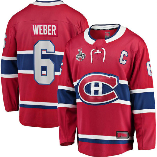 M.Canadiens #6 Shea Weber Fanatics Branded Home 2021 Stanley Cup Final Bound Breakaway Jersey Red Stitched American Hockey Jersey UNEC