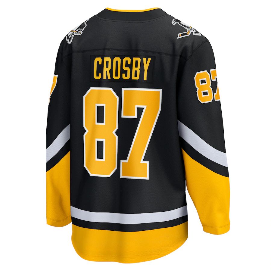 P.Penguins #87 Sidney Crosby Fanatics Branded 2021-22 Alternate Premier Breakaway Player Jersey Black Stitched American Hockey Jersey UNEC