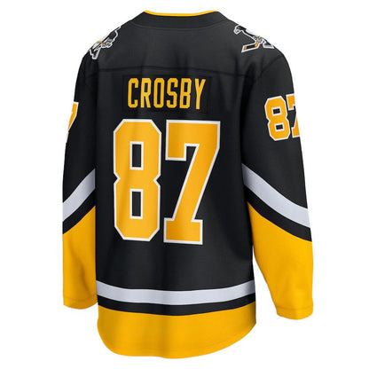 P.Penguins #87 Sidney Crosby Fanatics Branded 2021-22 Alternate Premier Breakaway Player Jersey Black Stitched American Hockey Jersey UNEC