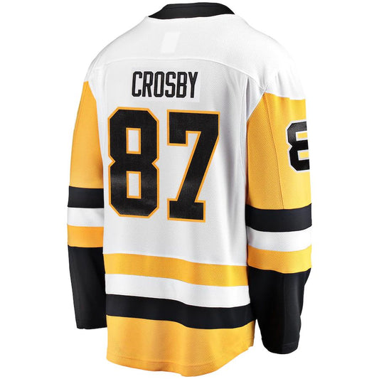 P.Penguins #87 Sidney Crosby Fanatics Branded Captain Away Premier Breakaway Player Jersey White Stitched American Hockey Jersey UNEC