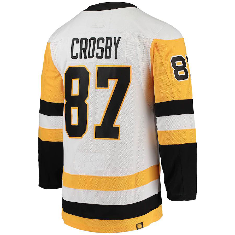 P.Penguins #87 Sidney Crosby Away Captain Patch Primegreen Authentic Pro Player Jersey White Stitched American Hockey Jersey UNEC