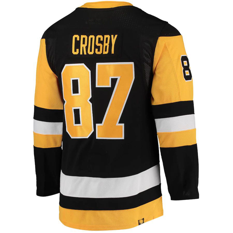 P.Penguins #87 Sidney Crosby Home Captain Patch Primegreen Authentic Pro Player Jersey Black Stitched American Hockey Jersey UNEC