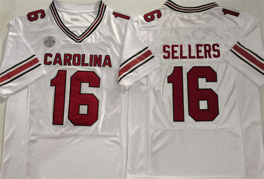 S.Carolina Fighting Gamecocks #16 LaNorris Sellers White Stitched American College Jerseys