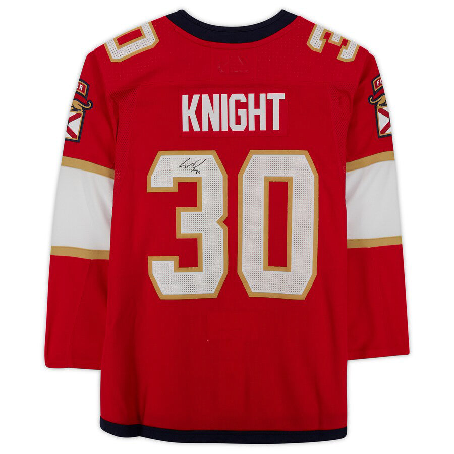 F.Panthers #30 Spencer Knight Fanatics Authentic Autographed  Red Stitched American Hockey Jersey UNEC