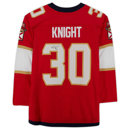 F.Panthers #30 Spencer Knight Fanatics Authentic Autographed  Red Stitched American Hockey Jersey UNEC