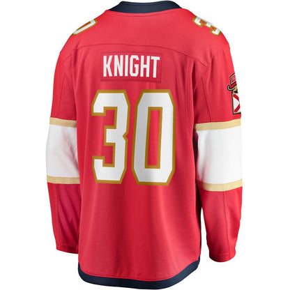 F.Panthers #30 Spencer Knight Fanatics Branded 2017-18 Home Breakaway Replica Jersey Red Stitched American Hockey Jersey UNEC