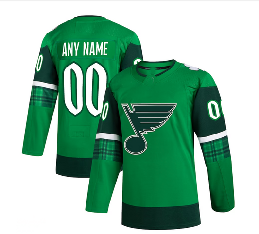 Custom St.Louis Blues 2023 St. Patrick's Day Primegreen Authentic Jersey - Kelly Green Stitched American Hockey Jersey UNEC